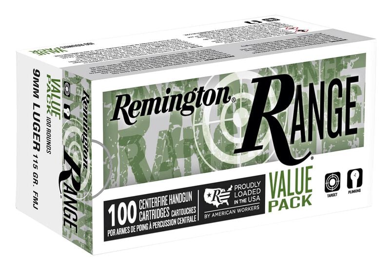 Remington Range, 9mm Luger, 115 Grain, Full Metal Jacket, 1145 fps